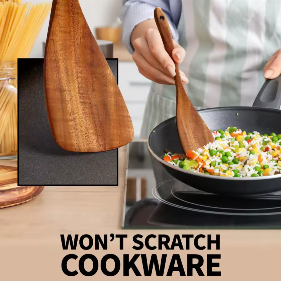 5PC Teak Wood Kitchen Utensil Set Non Stick