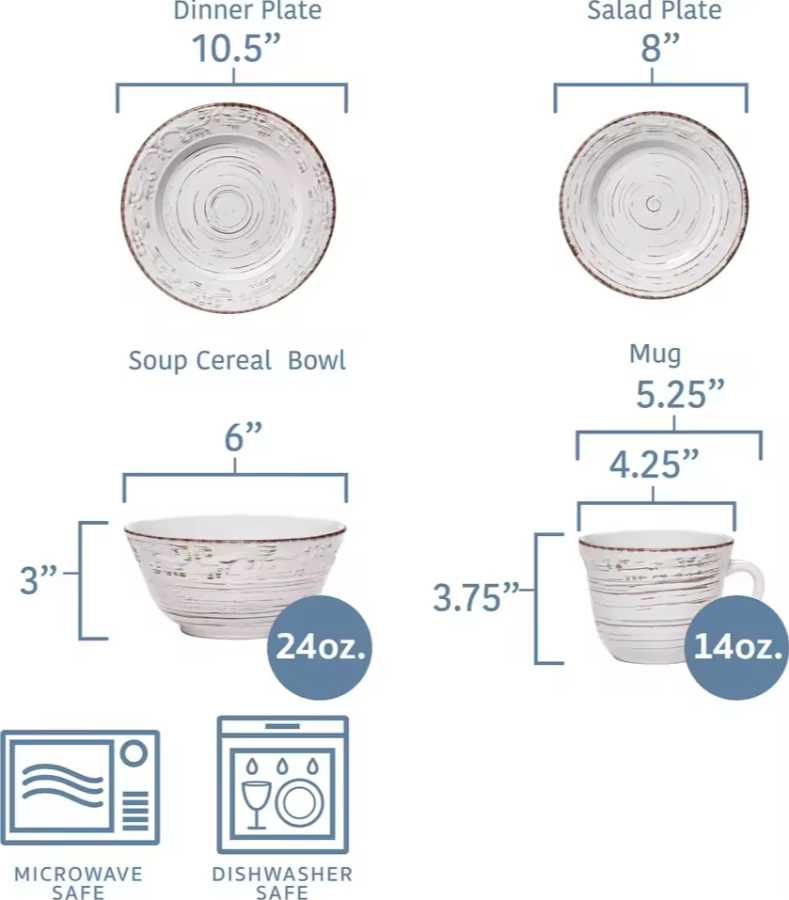 Delicate White Stoneware Dinner Table Set 16-Piece