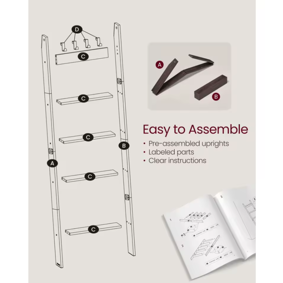 Blanket Towel Ladder Rack | 5-Tier Modern Storage Stand