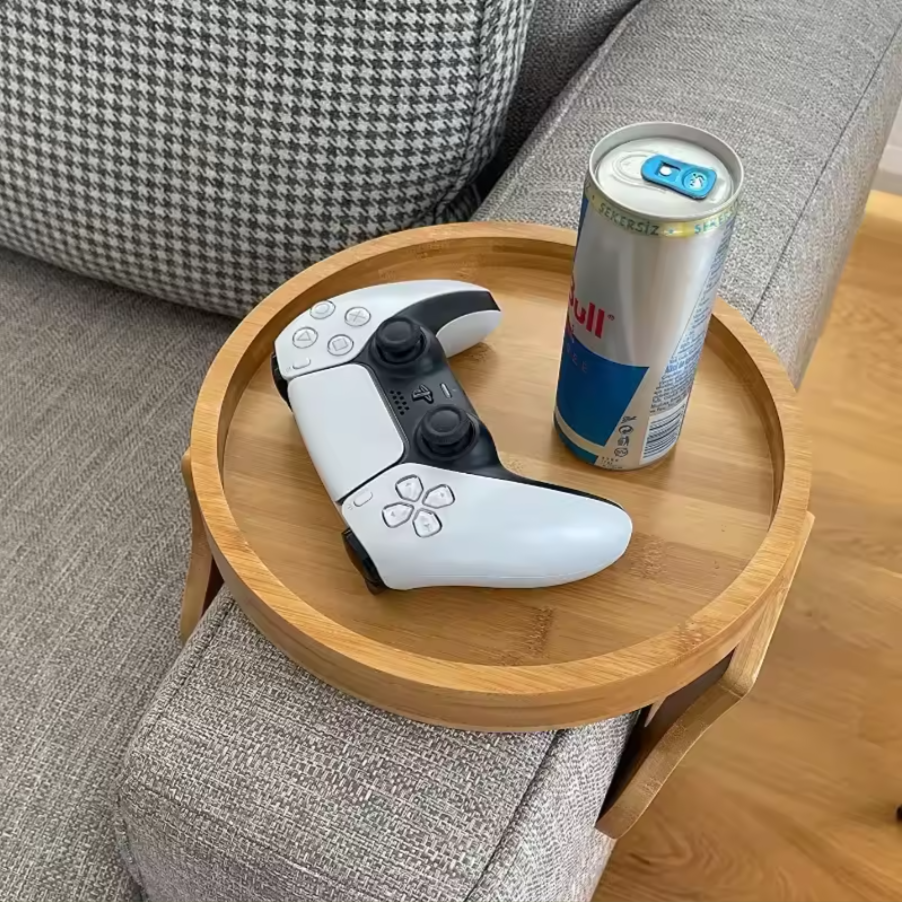 Wooden Sofa Arm Tray | Adjustable Couch Snack Table
