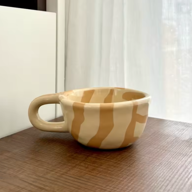 Irregular Ceramic Coffee Mug | Aesthetic Café Style Cup