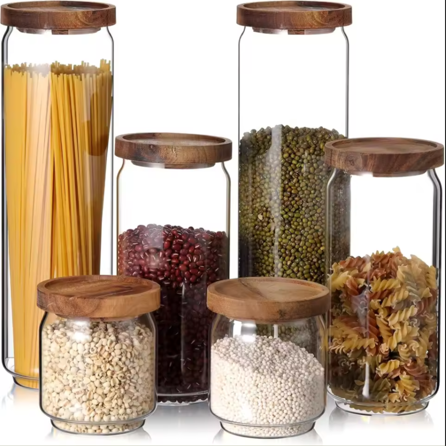 6-Piece Pantry Storage Jar Set | Airtight Glass Kitchen Containers
