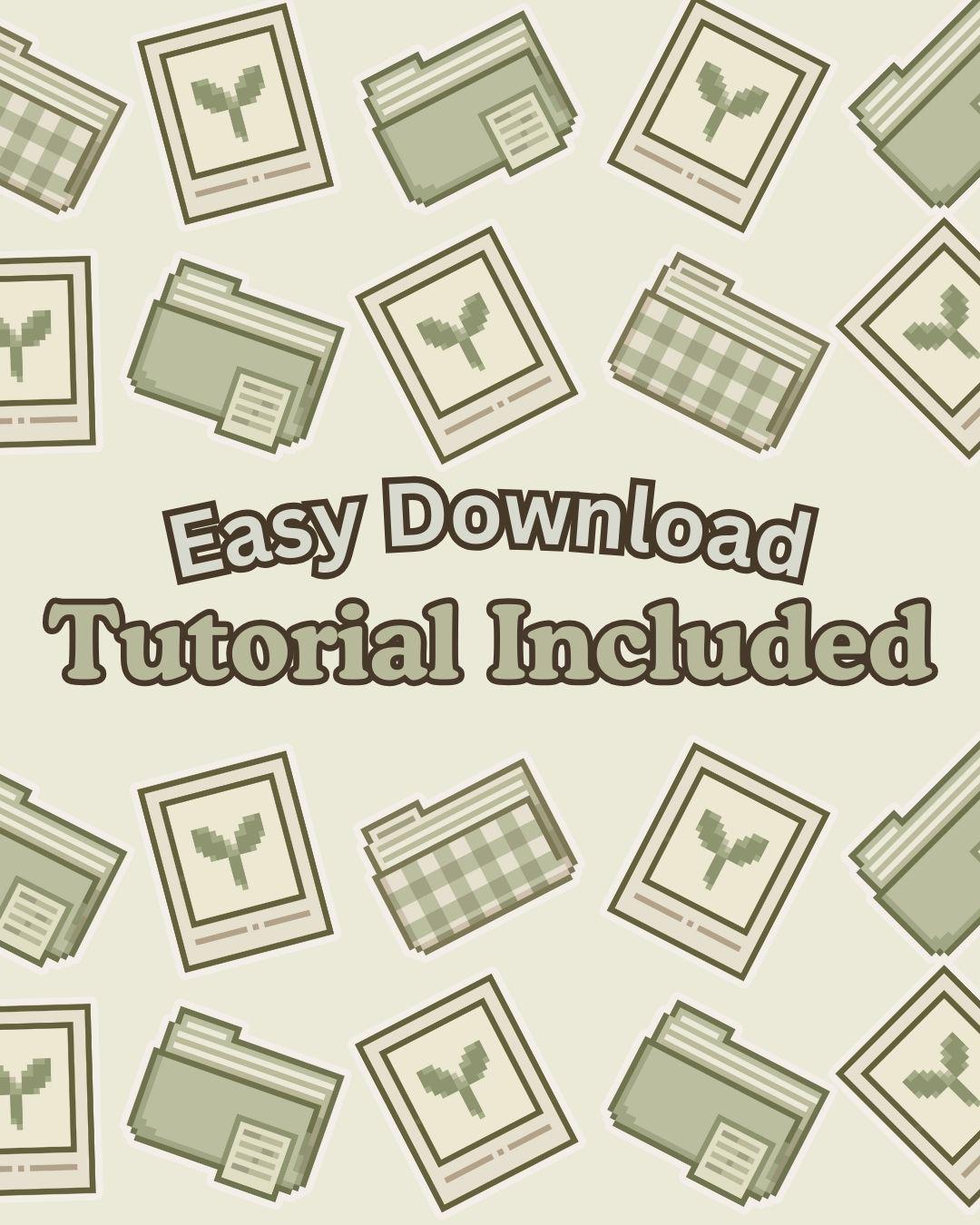 Minimalist Plant Folder Icons: Hand-Drawn Desktop Theme (Digital Download)