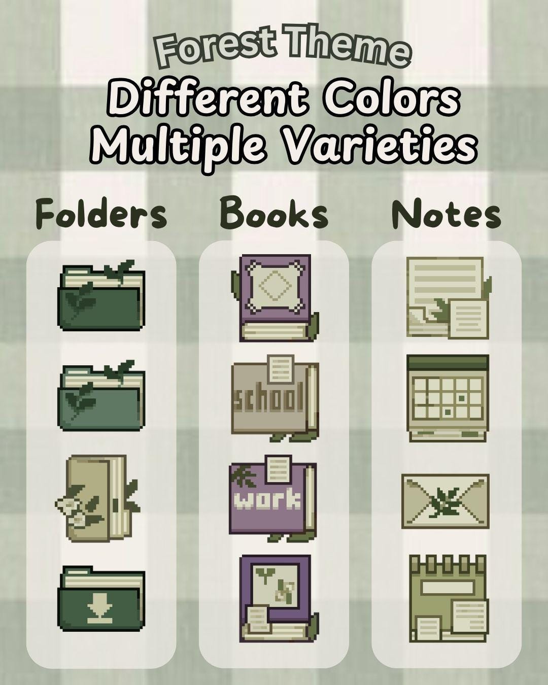 100+ Hand-Drawn Plant-Themed Pixel Art Desktop Icons | Custom Computer Folders for Mac & Windows | Beautiful Aesthetic