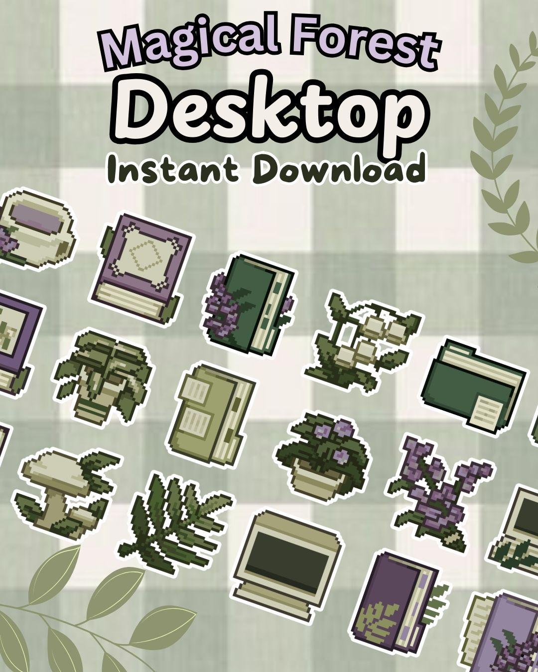 100+ Hand-Drawn Plant-Themed Pixel Art Desktop Icons | Custom Computer Folders for Mac & Windows | Beautiful Aesthetic