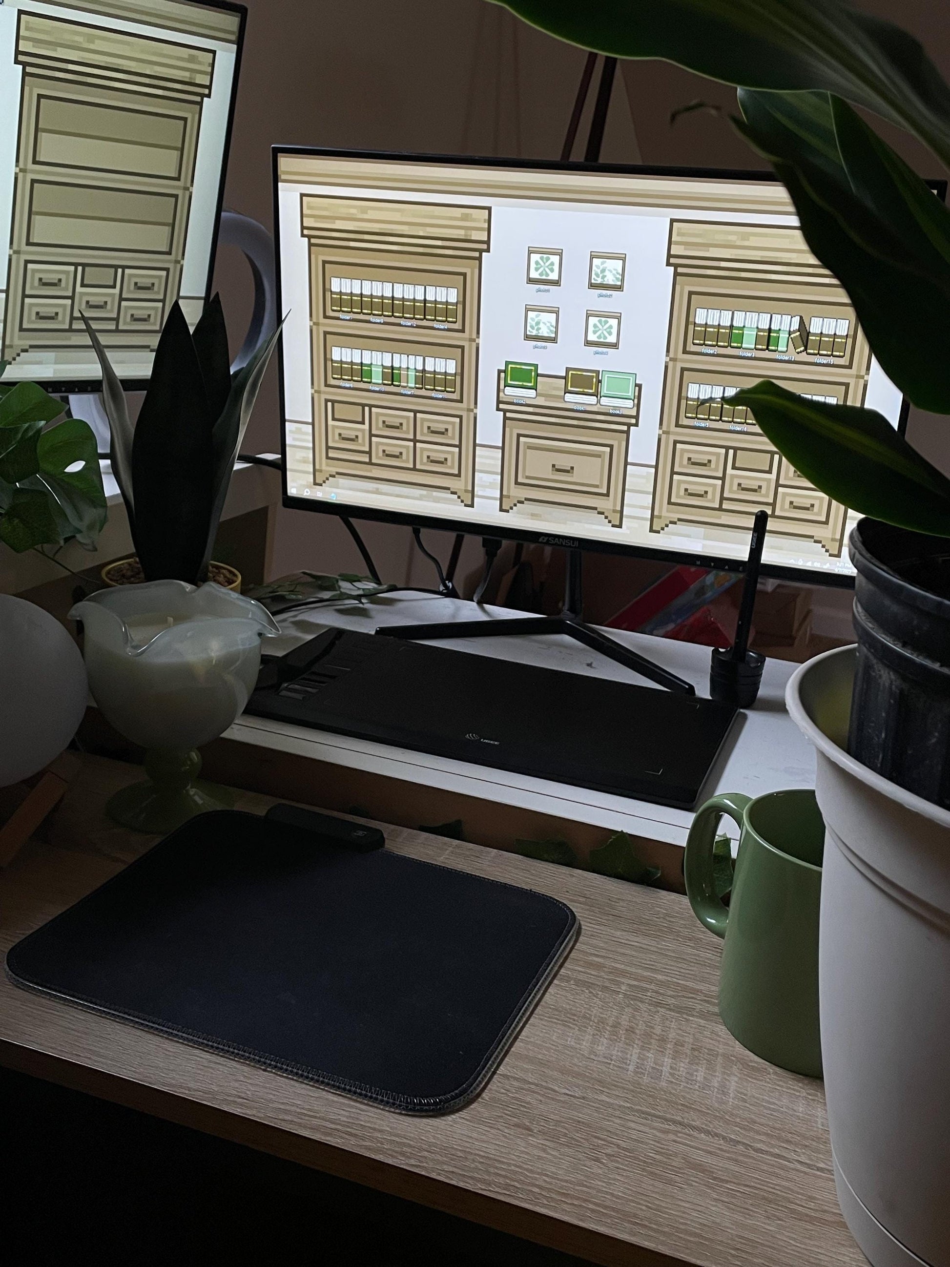 Cozy Bookshelf Desktop Wallpaper: Pixel Art Icons (Digital Download)