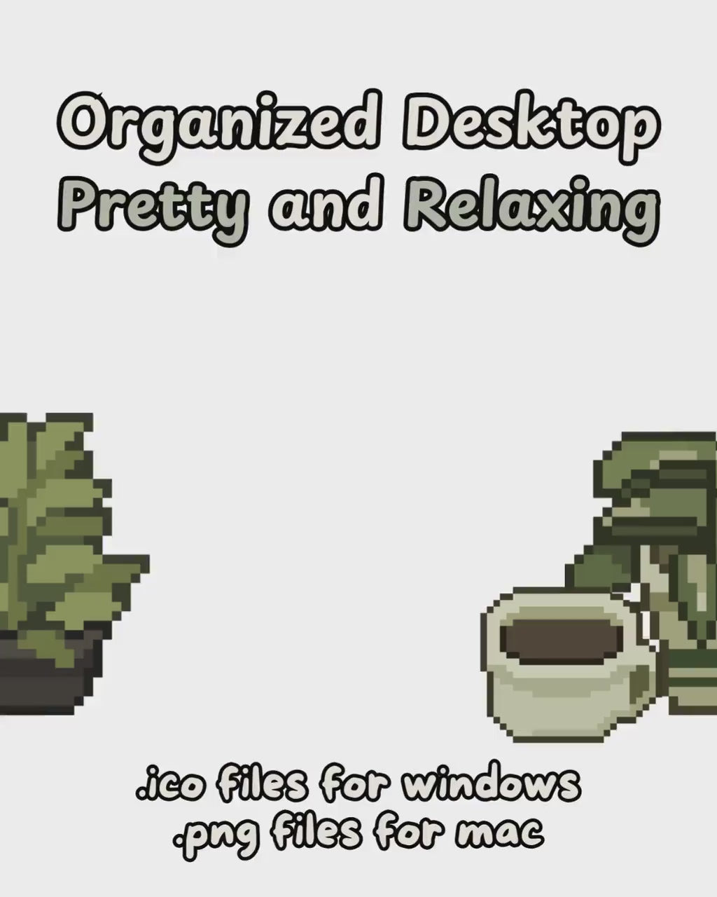 100+ Hand-Drawn Plant-Themed Pixel Art Desktop Icons | Custom Computer Folders for Mac & Windows | Beautiful Aesthetic