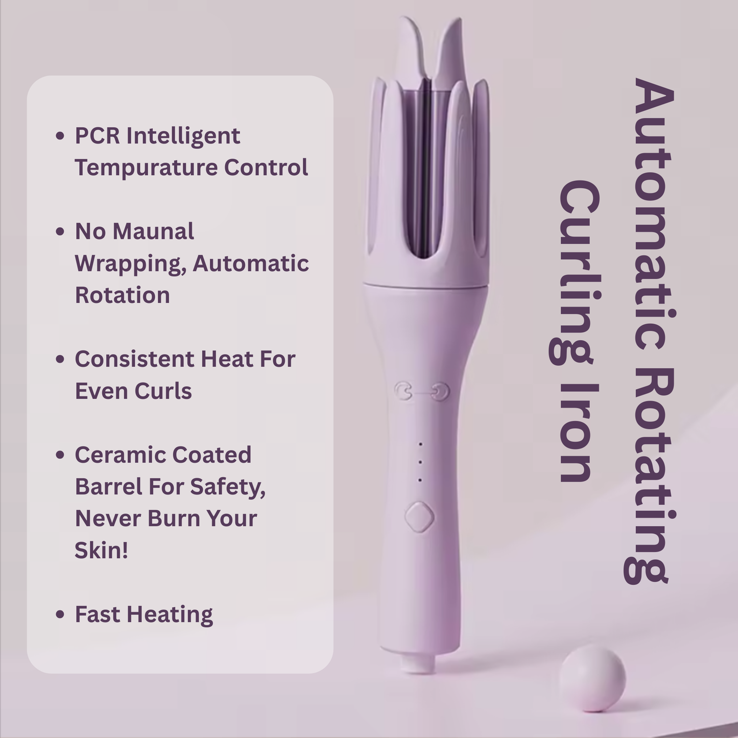 Automatic Rotating Fast Heating Curling Iron - Safety Features and Hair Protection