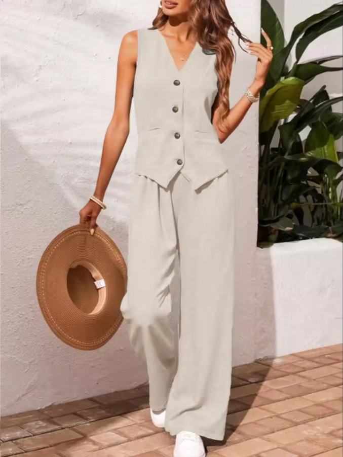 Chic Style Woman's Sleeveless Brunch Outfit Lux Set