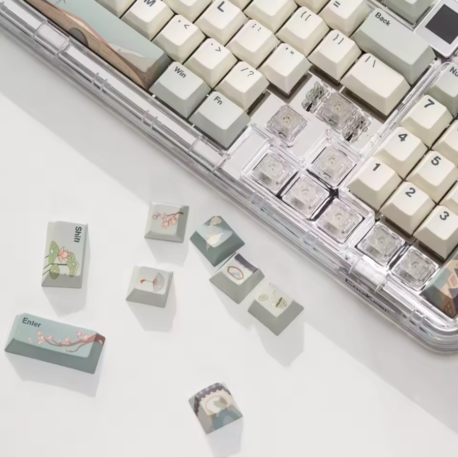 Beautiful Japanese Tea Theme Light Green Keycaps Durable PBT 145 Full Key