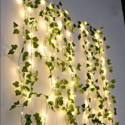 Glowing Cozy Fairy Ivy Leaf Garland Hanging Lights - Aesthetic Home Room Decor