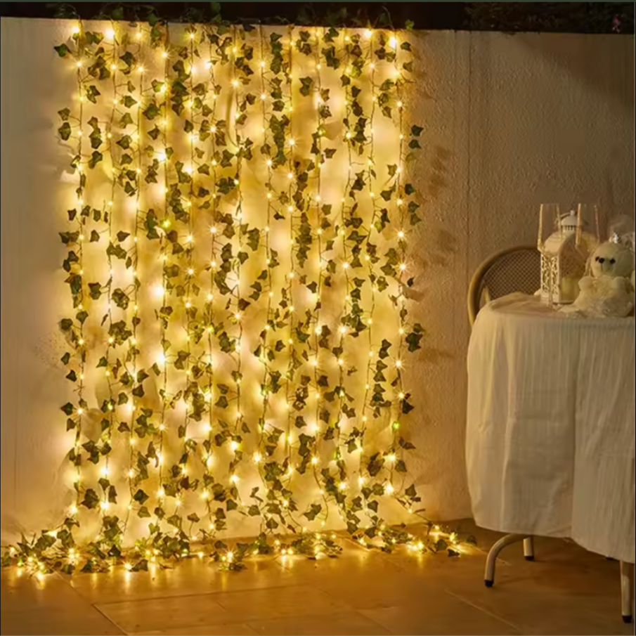 Glowing Cozy Fairy Ivy Leaf Garland Hanging Lights - Aesthetic Home Room Decor
