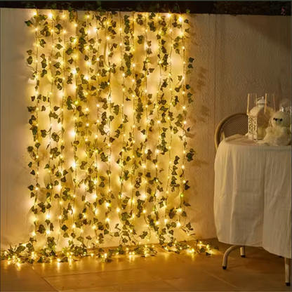 Glowing Cozy Fairy Ivy Leaf Garland Hanging Lights - Aesthetic Home Room Decor