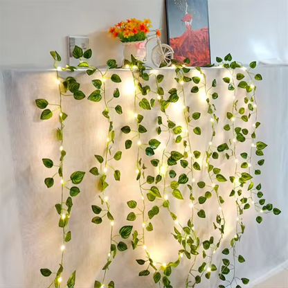 Glowing Cozy Fairy Ivy Leaf Garland Hanging Lights - Aesthetic Home Room Decor