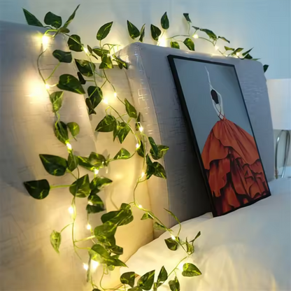 Glowing Cozy Fairy Ivy Leaf Garland Hanging Lights - Aesthetic Home Room Decor