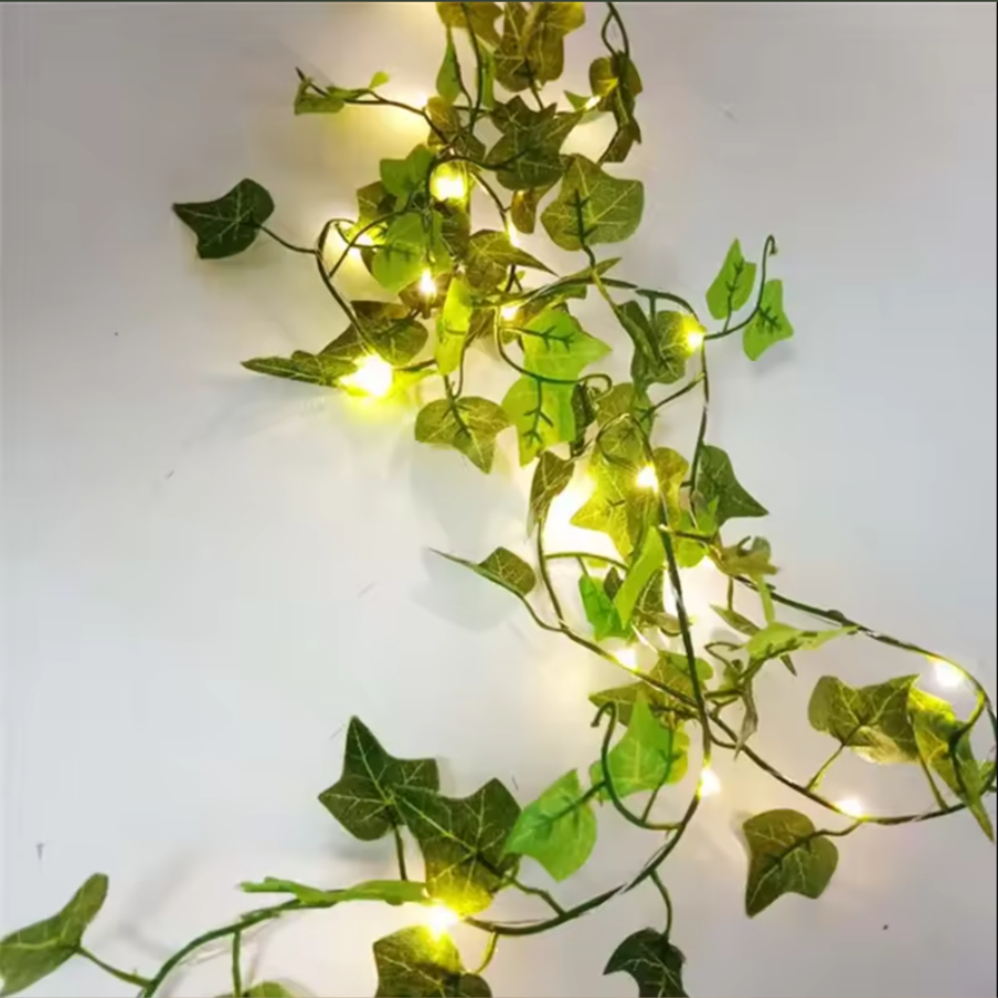 Glowing Cozy Fairy Ivy Leaf Garland Hanging Lights - Aesthetic Home Room Decor