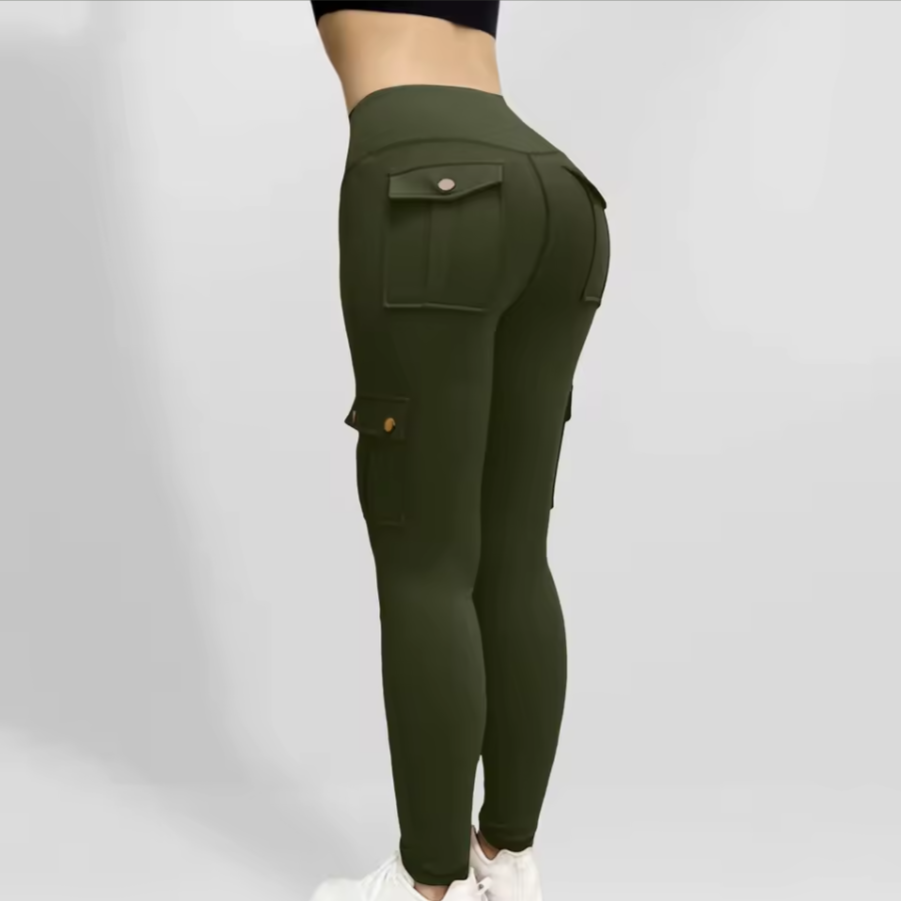 Comfortable Fit Tight Mid-Waist Yoga Pants Thick Fabric With Pockets