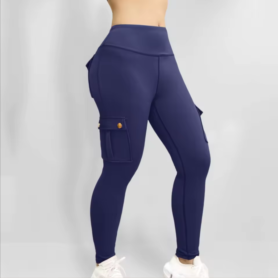 Comfortable Fit Tight Mid-Waist Yoga Pants Thick Fabric With Pockets