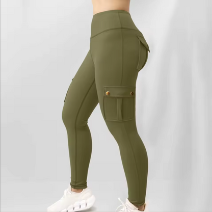 Comfortable Fit Tight Mid-Waist Yoga Pants Thick Fabric With Pockets