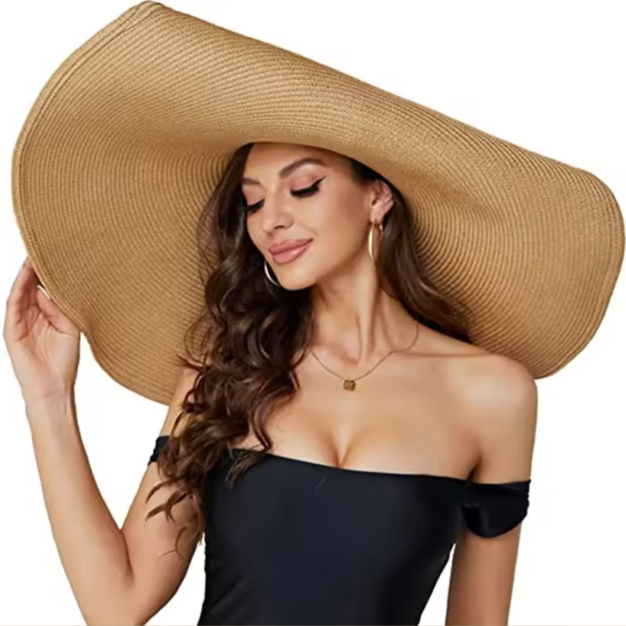Beautiful Chic Large Wide Brim Summer Hat - Shady Beach Hat For Hot Sun 70cm