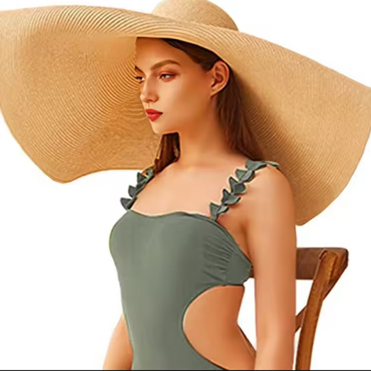 Beautiful Chic Large Wide Brim Summer Hat - Shady Beach Hat For Hot Sun 70cm