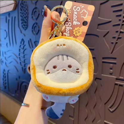 Adorable Tiny Fishy Hat Kitty Keychain - Gold Hardware