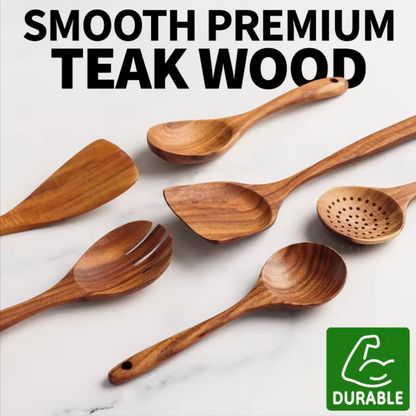 5PC Teak Wood Kitchen Utensil Set Non Stick