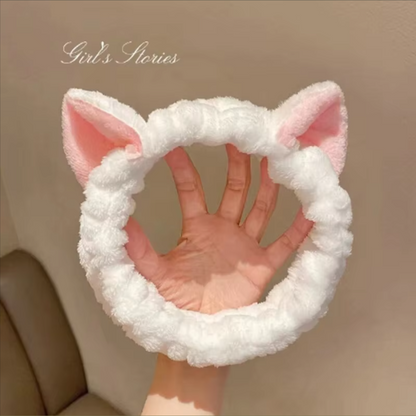 Cozy Plush Cat Ear Non Slip Makeup Headband