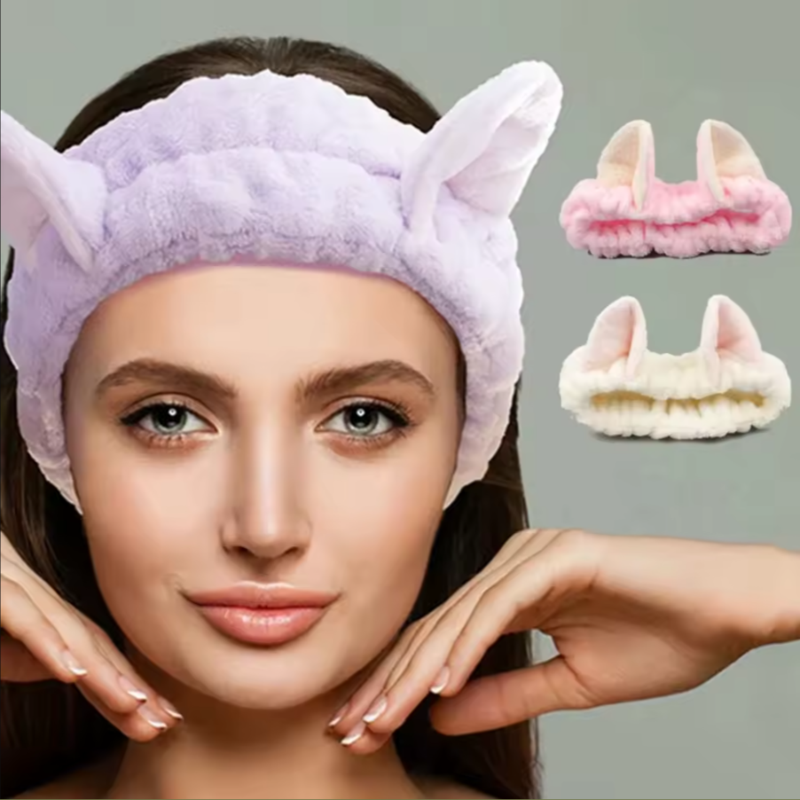 Cozy Plush Cat Ear Non Slip Makeup Headband