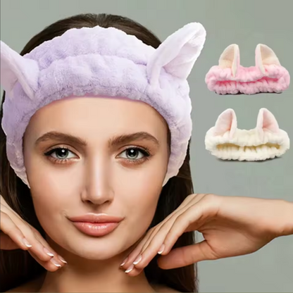 Cozy Plush Cat Ear Non Slip Makeup Headband