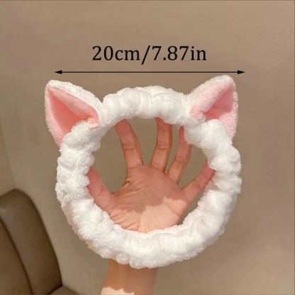 Cozy Plush Cat Ear Non Slip Makeup Headband