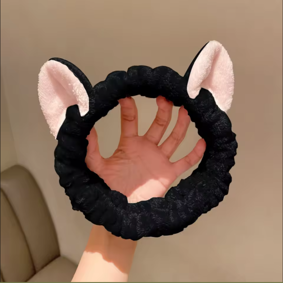 Cozy Plush Cat Ear Non Slip Makeup Headband