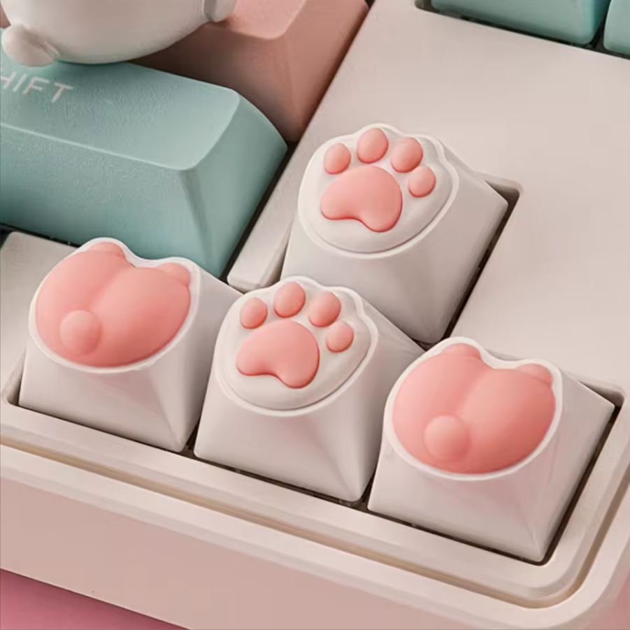 Kitty Paw 3D Pad Keycaps Set - 4 Piece