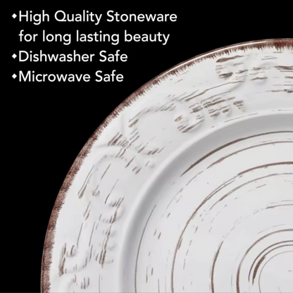 Delicate White Stoneware Dinner Table Set 16-Piece