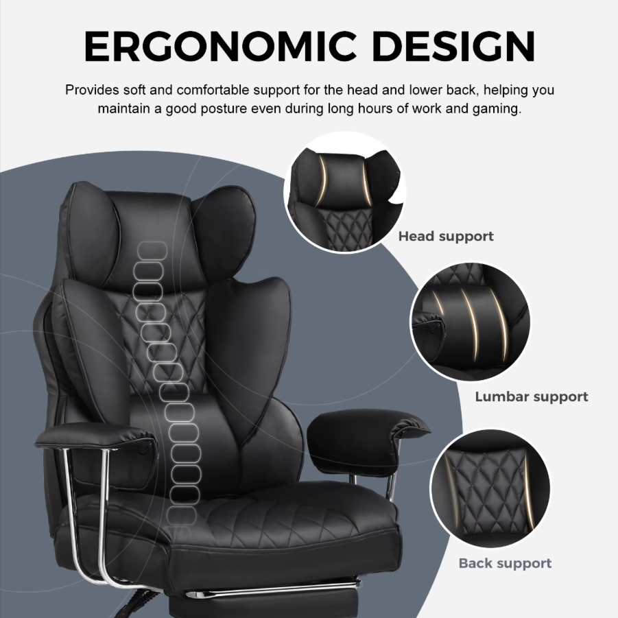 Comfortable Reclining Foot Cushion Gaming and Office Chair