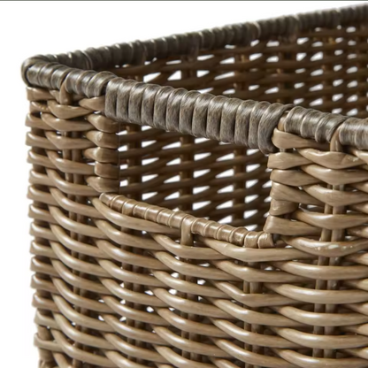 2-Piece Dark Brown Long Woven Storage Bins