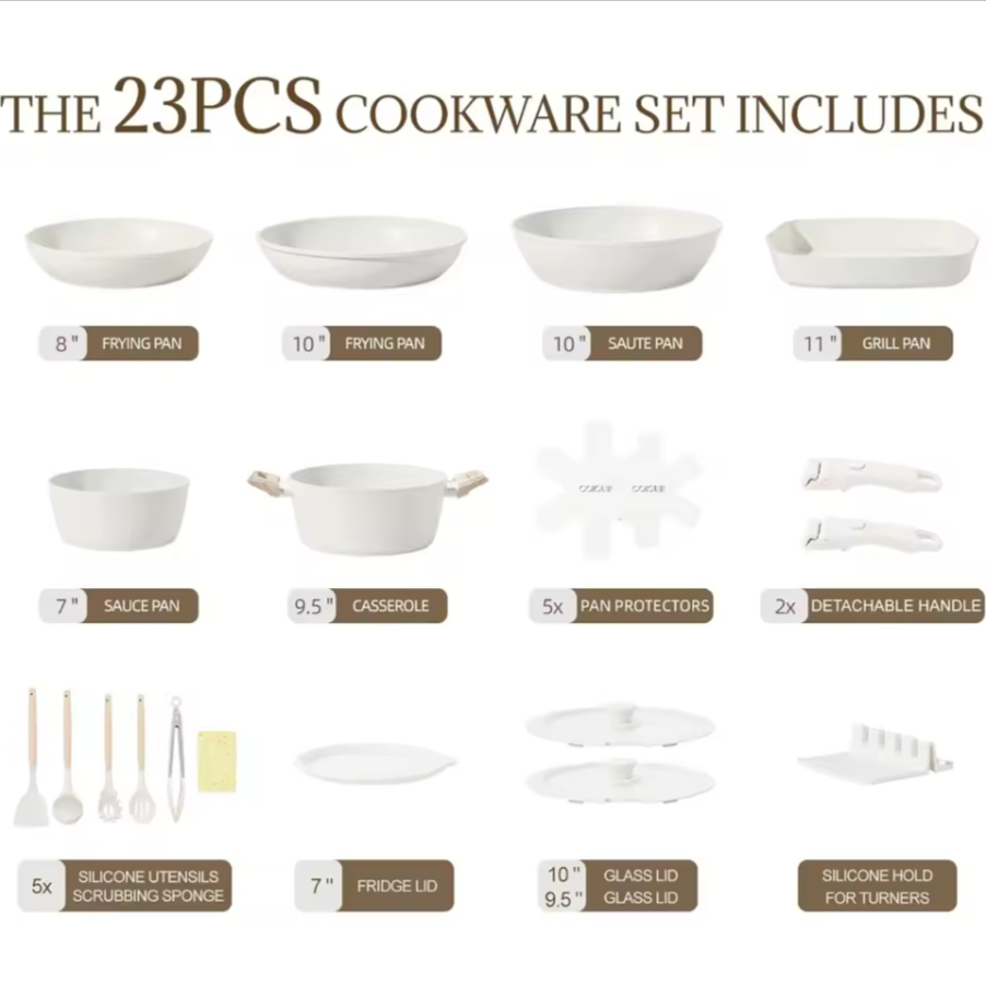 Ceramic Detachable Handle Cookware Set