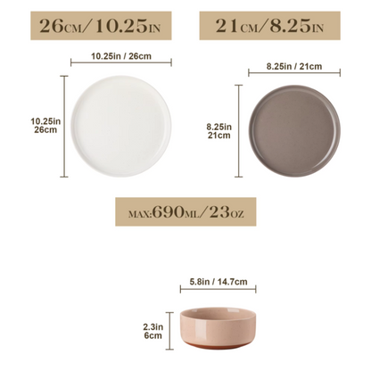 Mixed Color Boho Style Ceramic Dish Diner Set