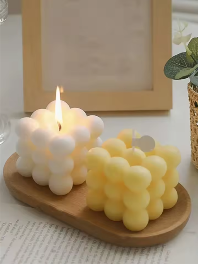 Sphere Sculpture White Aromatherapy Candle