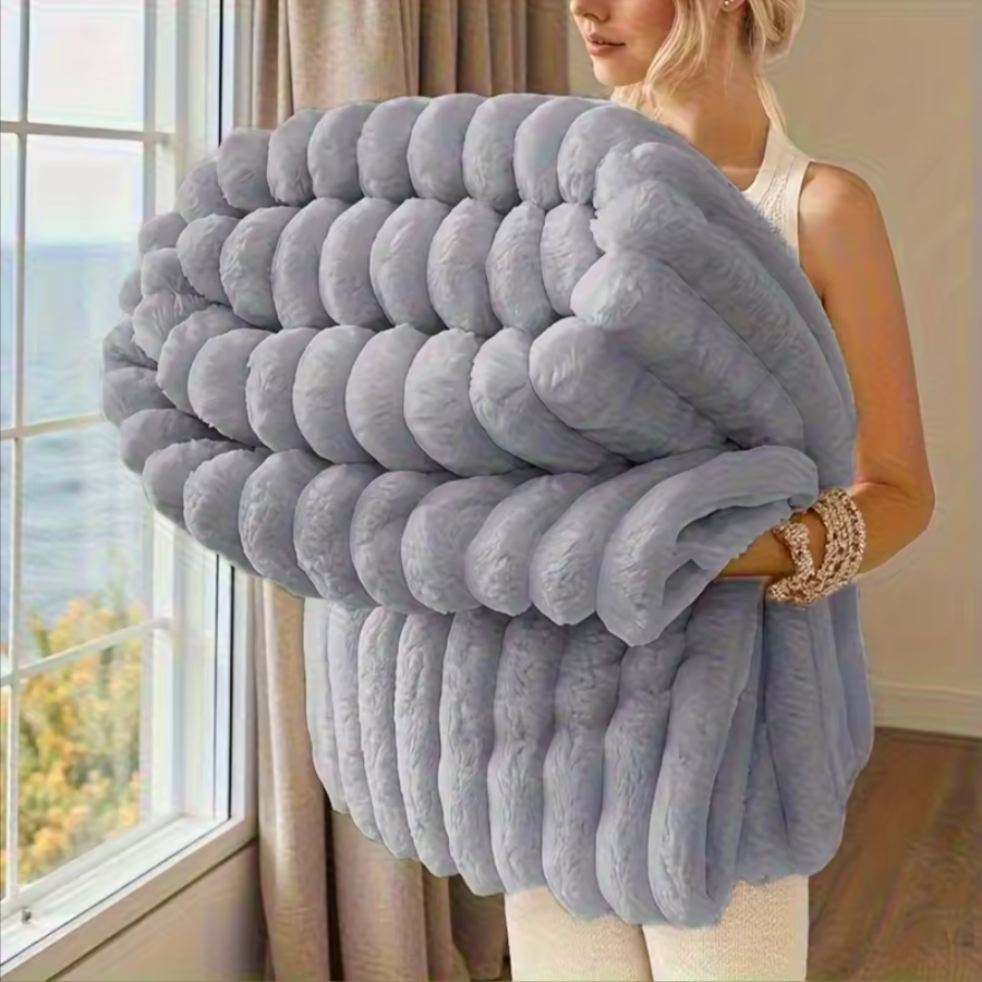 Chonky Textured Fluffy Throw Blanket