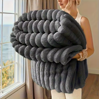 Chonky Textured Fluffy Throw Blanket