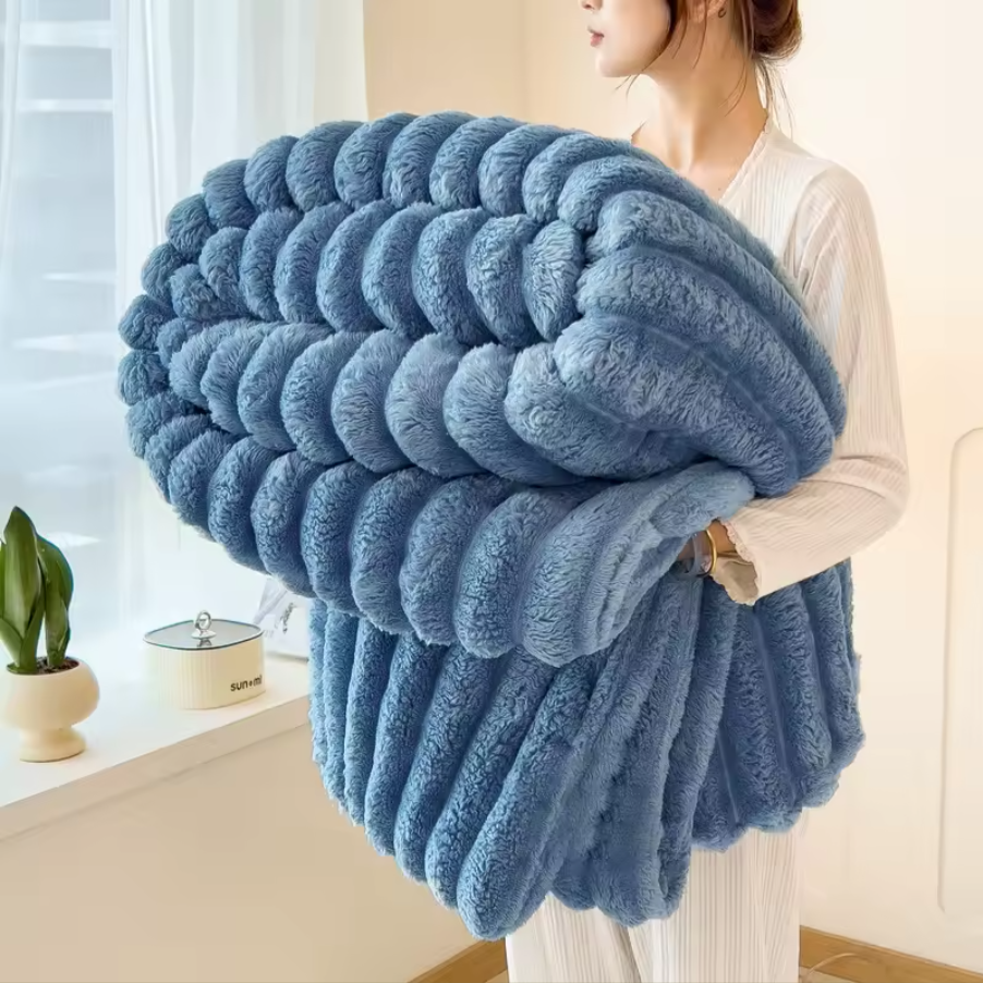 Chonky Textured Fluffy Throw Blanket
