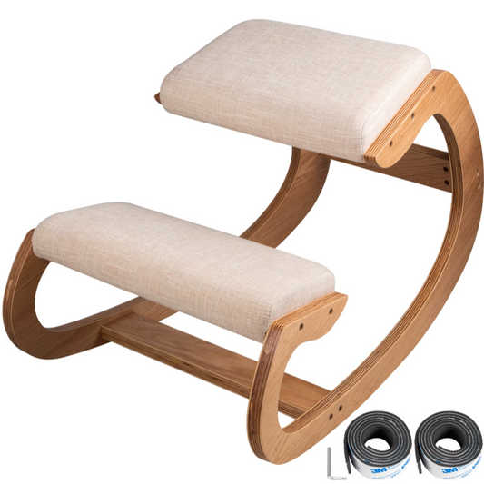 Ergonomic Kneeling Chair Stool | Solid Wood Rocking Posture Chair