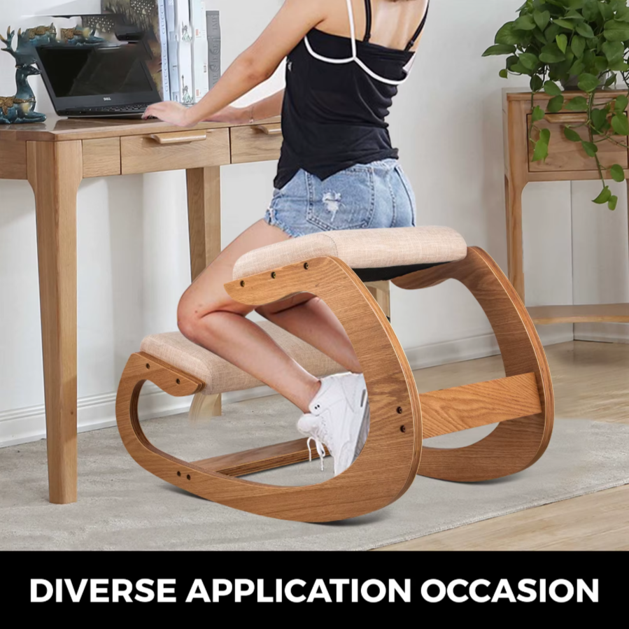 Ergonomic Kneeling Chair Stool | Solid Wood Rocking Posture Chair