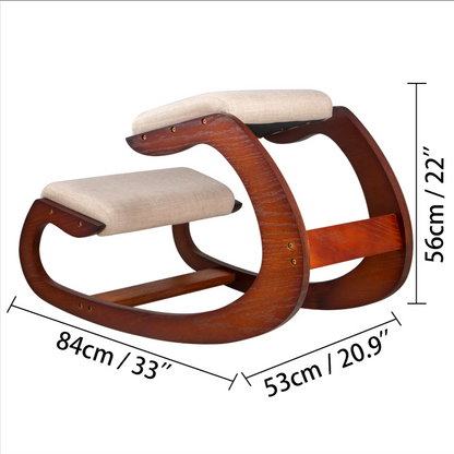 Ergonomic Kneeling Chair Stool | Solid Wood Rocking Posture Chair