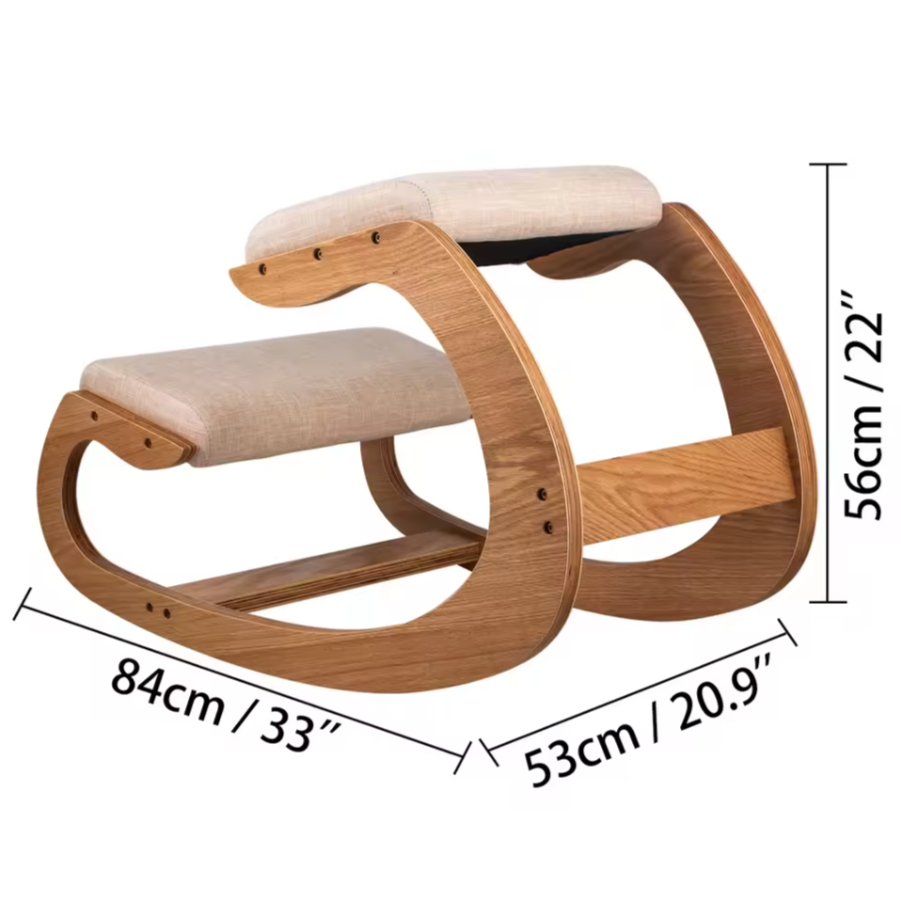 Ergonomic Kneeling Chair Stool | Solid Wood Rocking Posture Chair