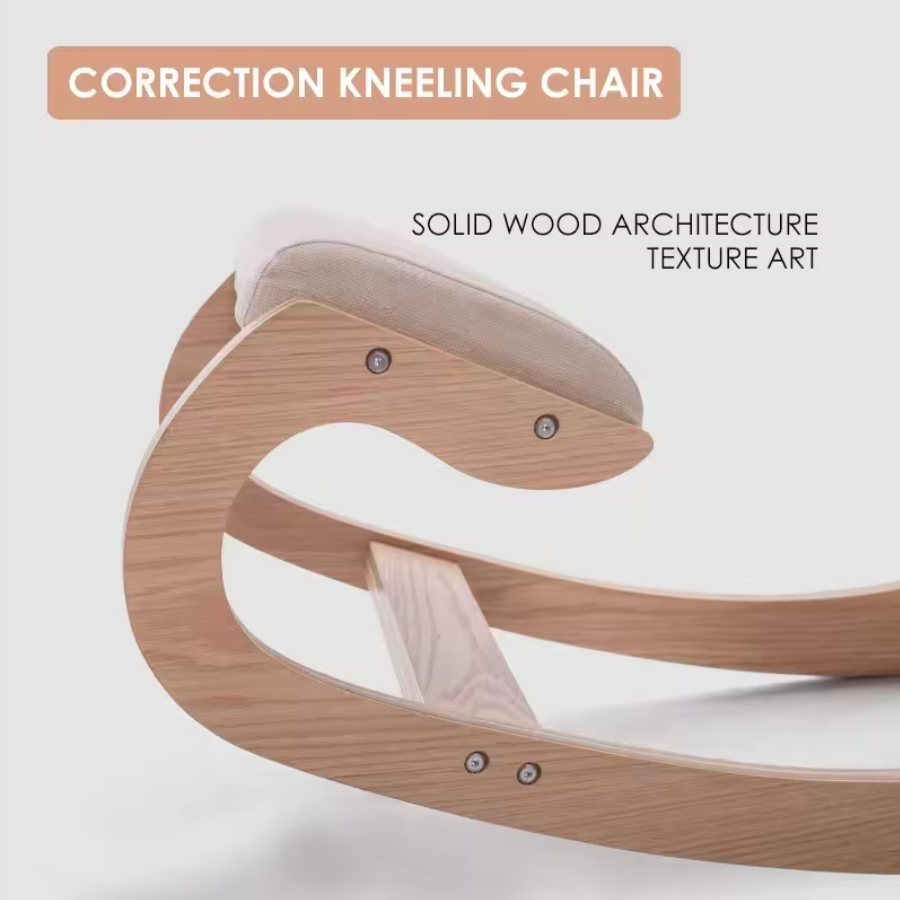 Ergonomic Kneeling Chair Stool | Solid Wood Rocking Posture Chair