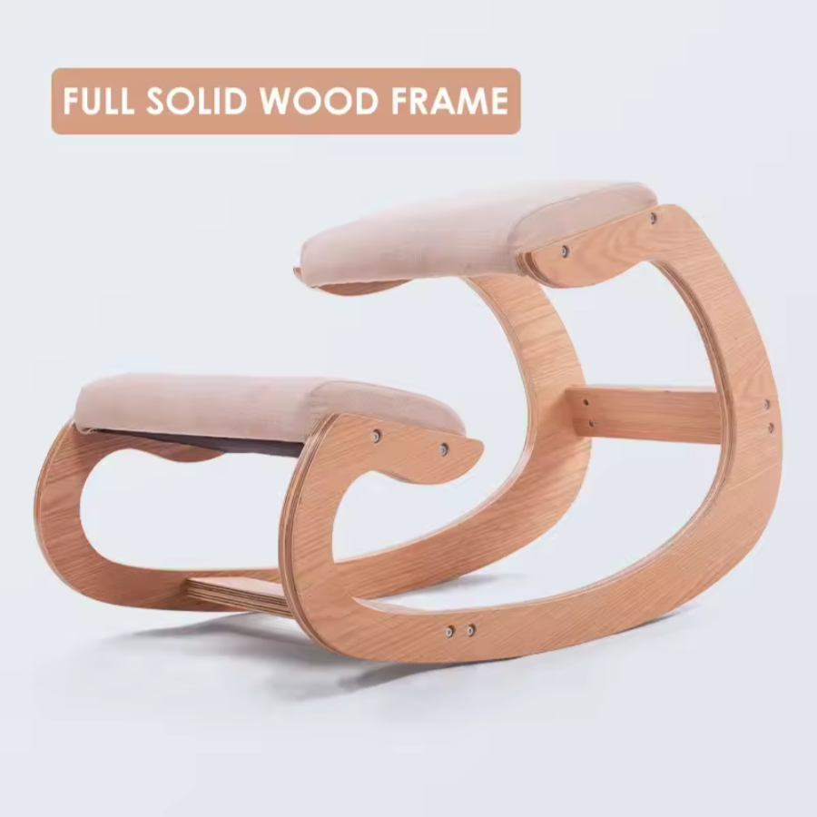 Ergonomic Kneeling Chair Stool | Solid Wood Rocking Posture Chair