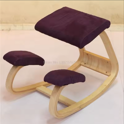 Ergonomic Kneeling Chair Stool | Solid Wood Rocking Posture Chair