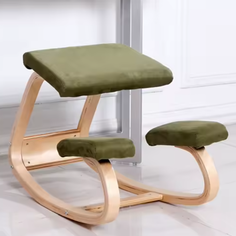 Ergonomic Kneeling Chair Stool | Solid Wood Rocking Posture Chair